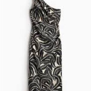 H&M Black and White One-Shoulder Dress
